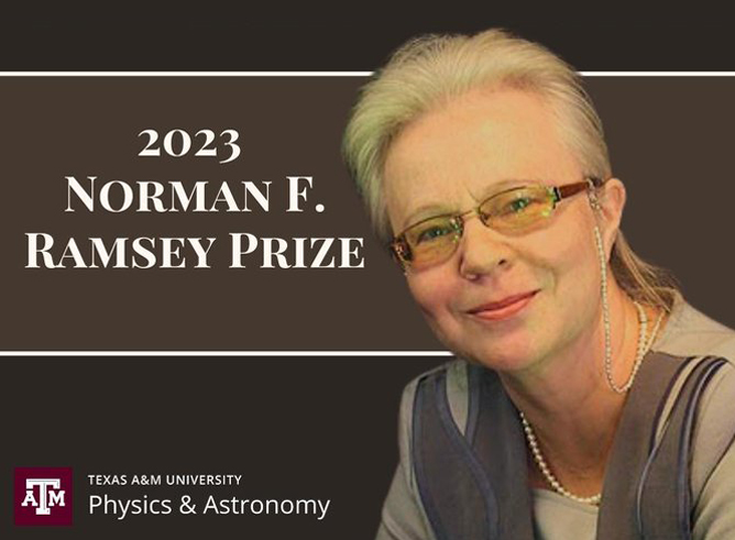 Headshot of Dr. Olga Kocharovskaya along with "2023 Norman F Ramsey Prize" written beside